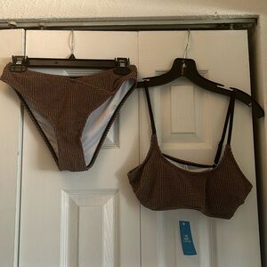 Cupshe TAGS on - bikini set Rib Mineral Wash Scoop Neck Top & Hipster Bikini Set